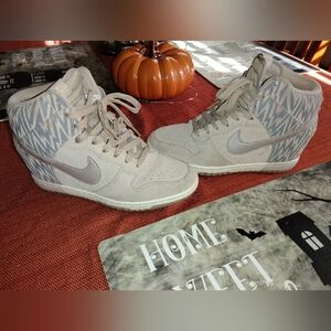 Nike Dunk Sky Hi Hidden Wedge Suede Leather Sneakers - Women's Size 8